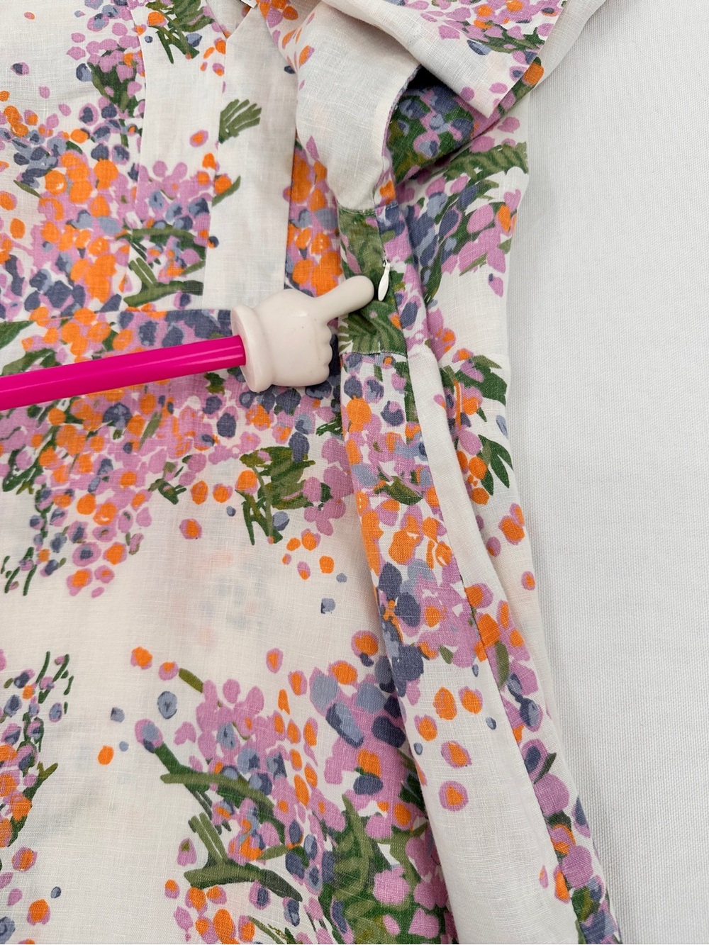 Boden White 100% Linen Dress with Pink, Orange, Green and Lilac Floral Print - Picture 4 of 9